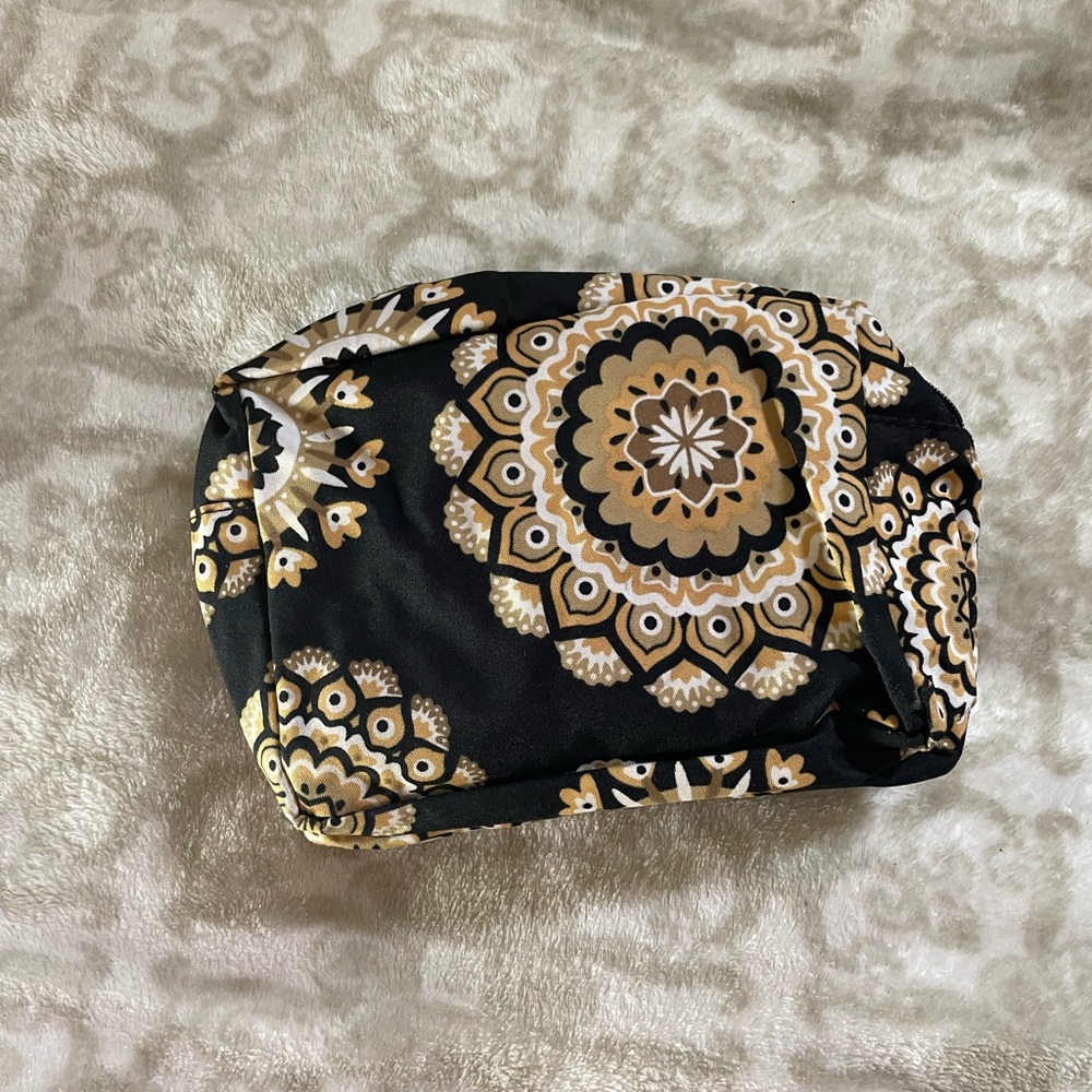 Chic Black and Gold Patterned Cosmetic Bag